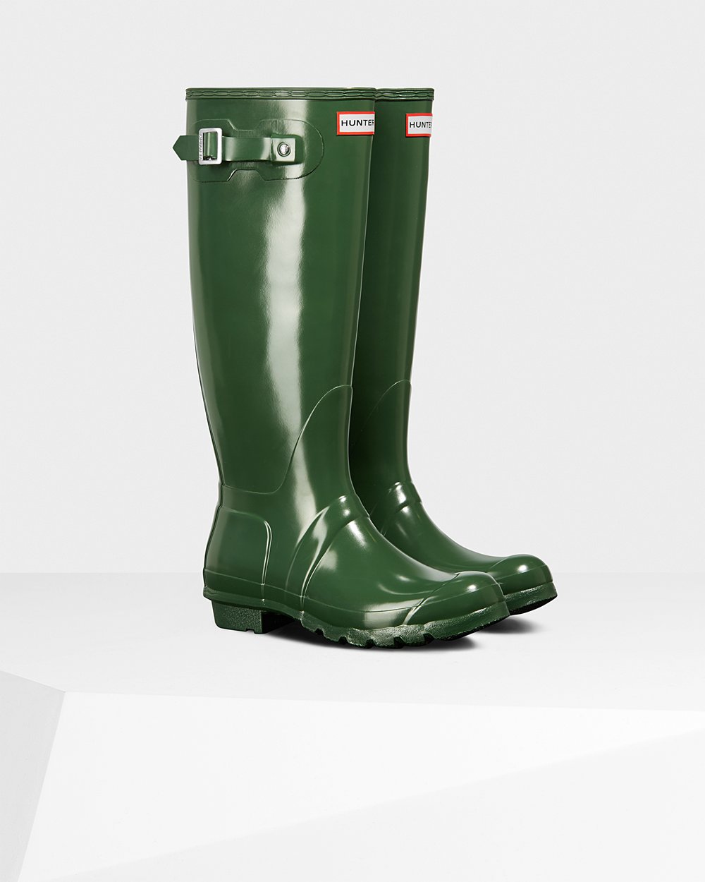 Hunter Original Gloss Tall Rain Boots - Buy Womens Green - SLMDFA810